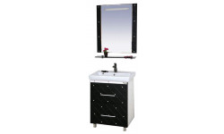Misty Мебель для ванной Гранд Lux 70 черно-белая кожа cristallo